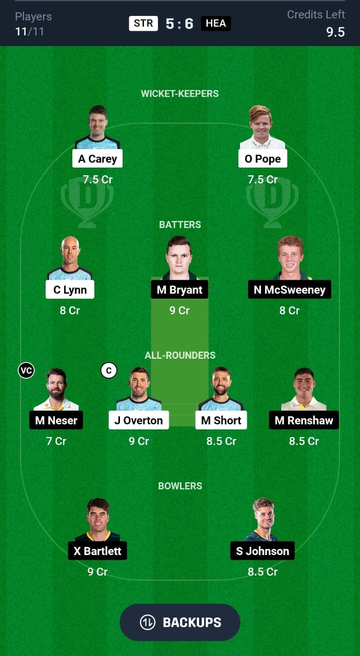 STR vs HEA Dream11 Prediction Small League Team