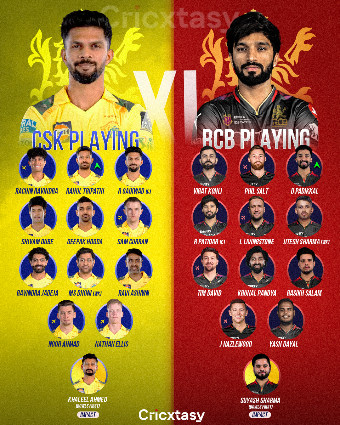 CSK vs RCB Playing XI IPL 2025: Chennai Super Kings vs Royal Challengers Bengaluru Playing 11