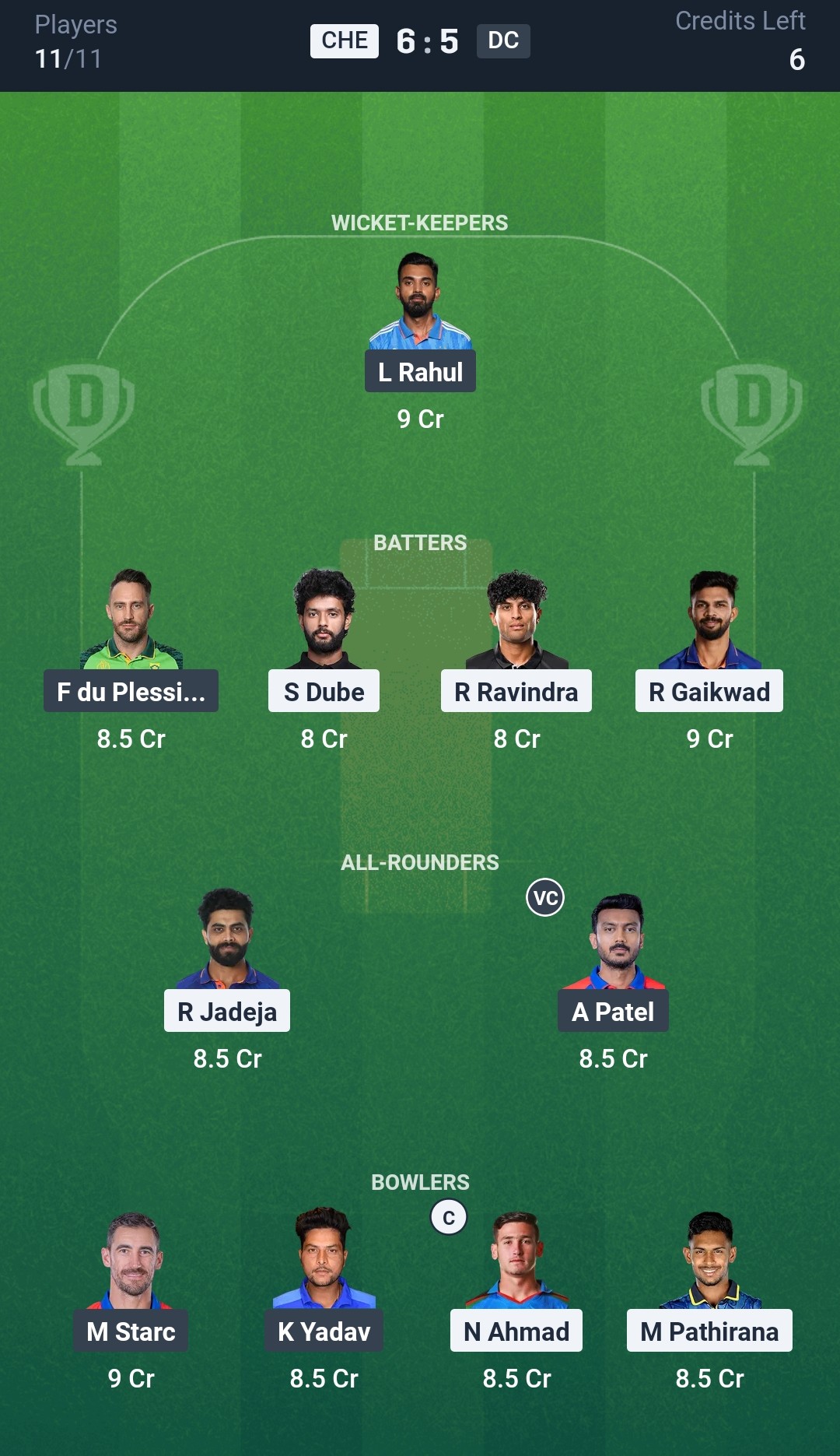 CHE vs DC Dream11 Prediction Today Match 17 Playing XI IPL 2025 Grand League Team