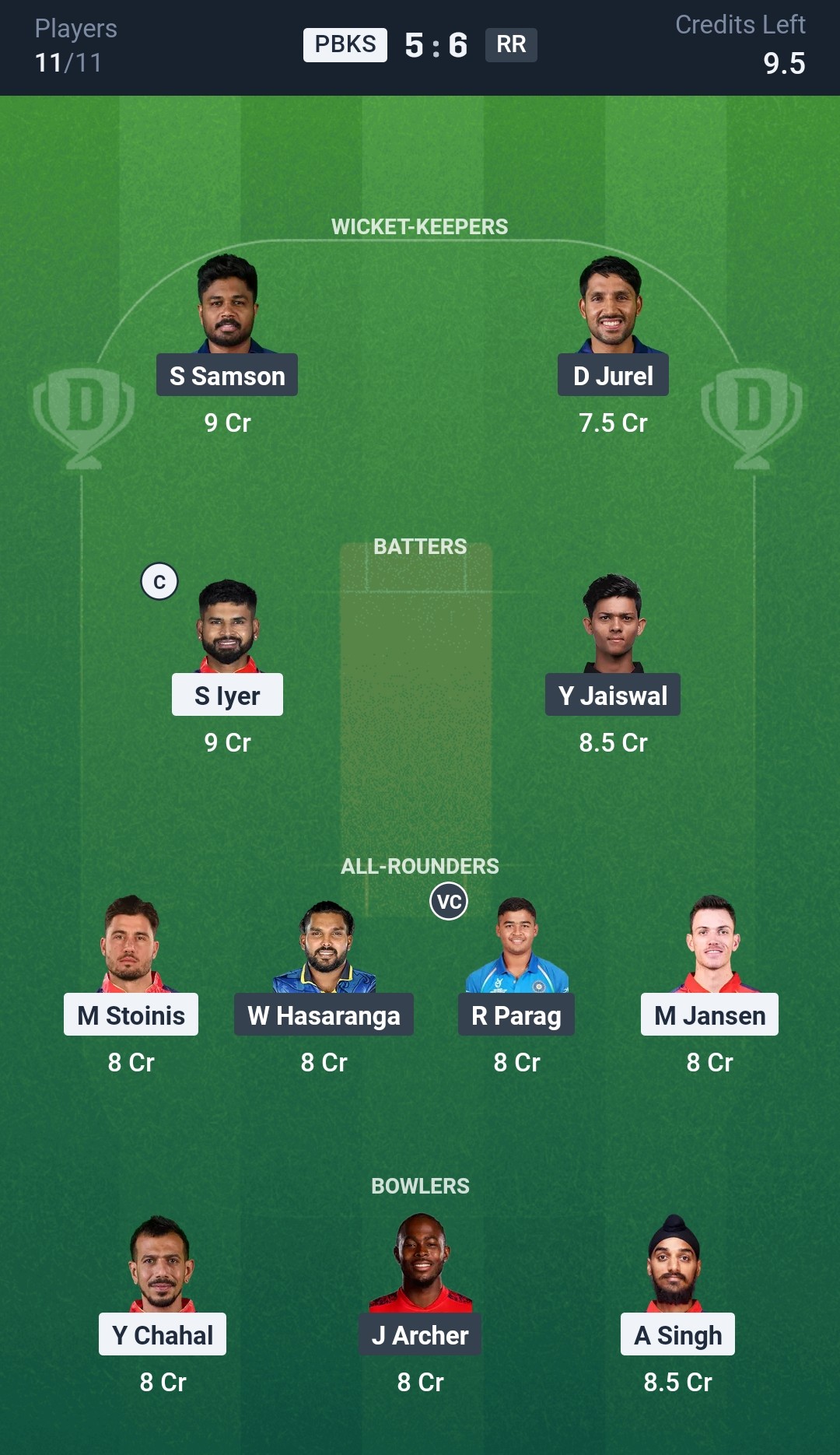PBKS vs RR Dream11 Prediction Today Match 18 Playing XI IPL 2025 Grand League Team