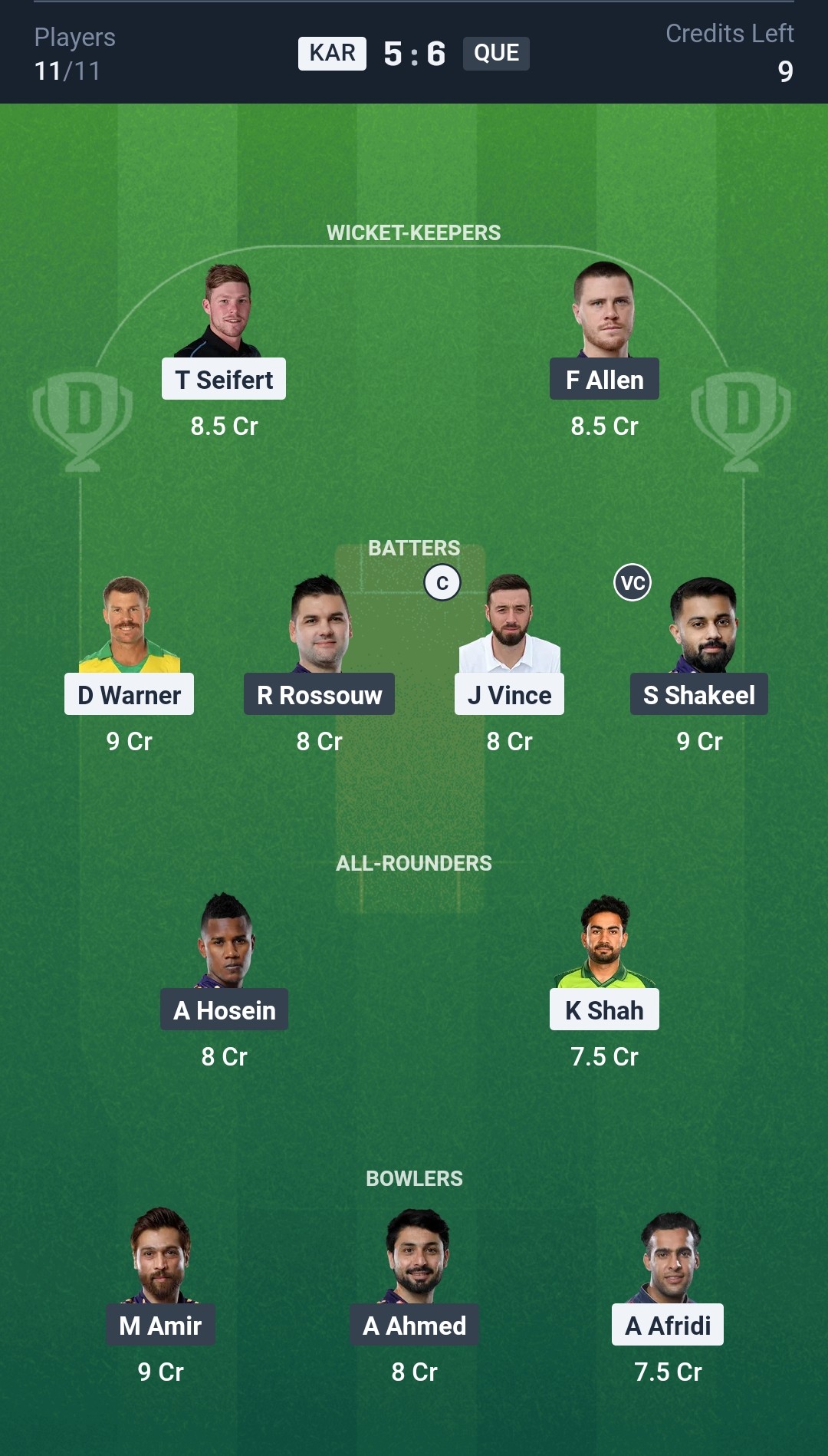 KAR vs QUE Dream11 Prediction Today Match 8 Playing XI PSL 2025 Small League Team