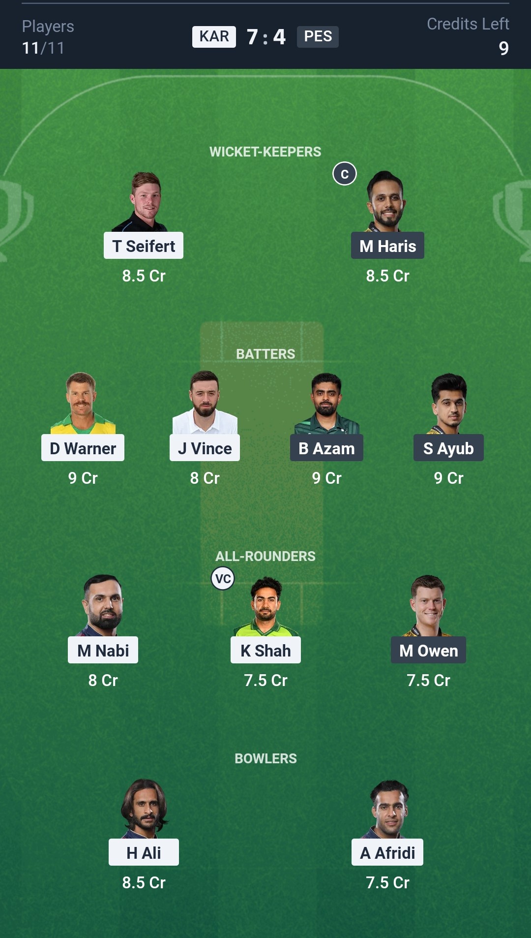 KAR vs PES Dream11 Prediction Today Match 11 Playing XI PSL 2025 Grand League Team