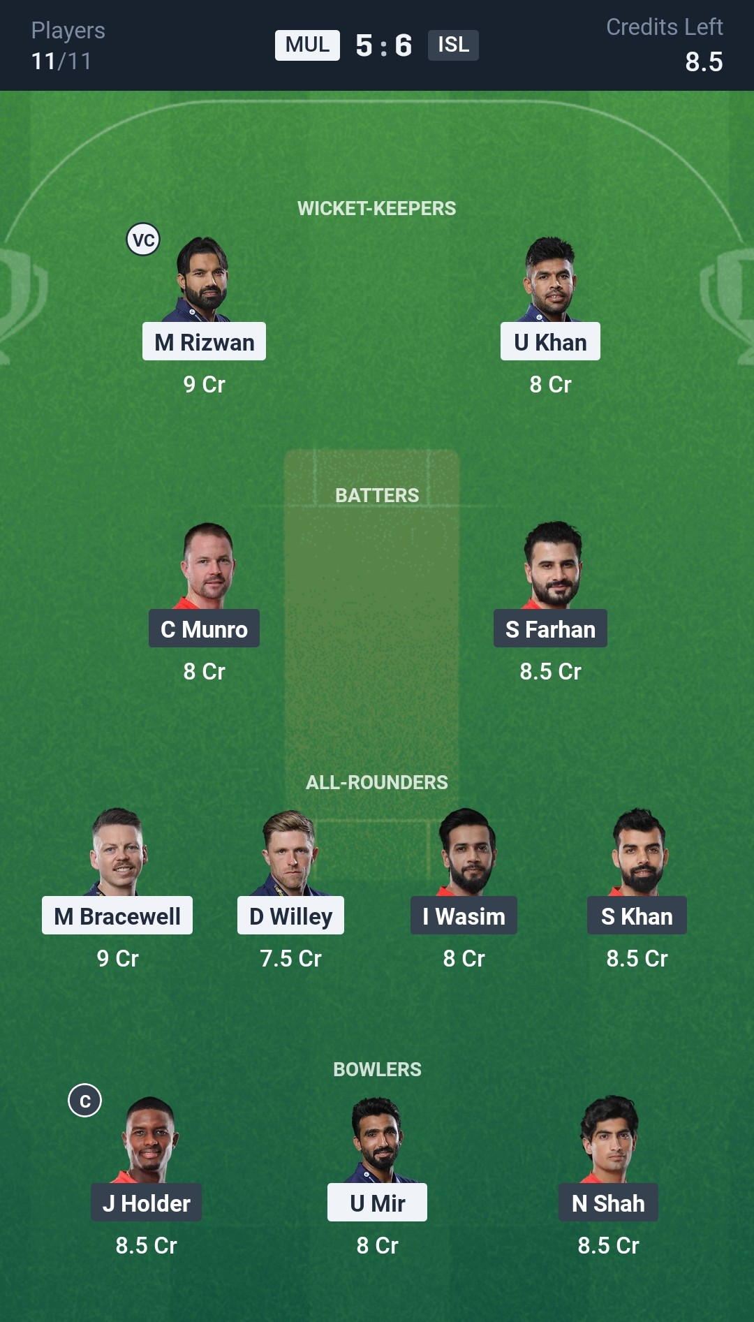 MUL vs ISL Dream11 Prediction Today Match 13 Playing XI PSL 2025 Grand League Team