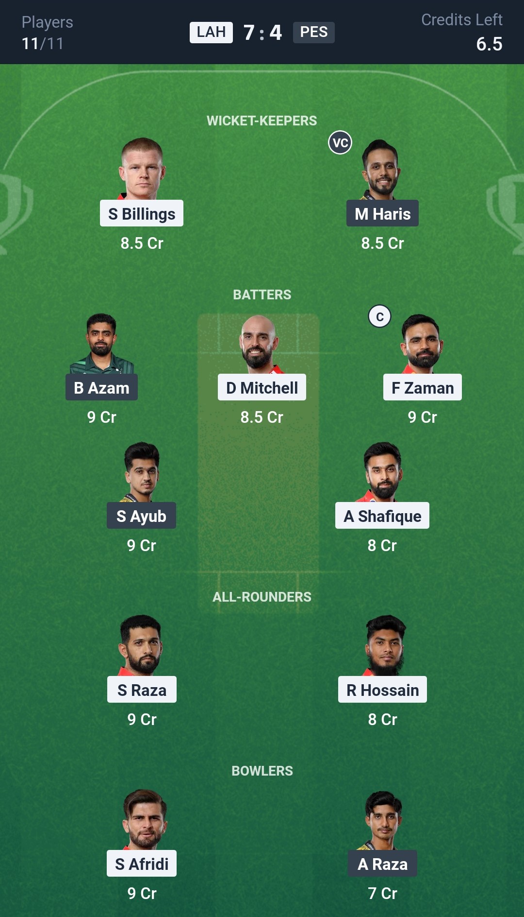 LAH vs PES Dream11 Prediction Today Match 14 Playing XI PSL 2025 Small League Team