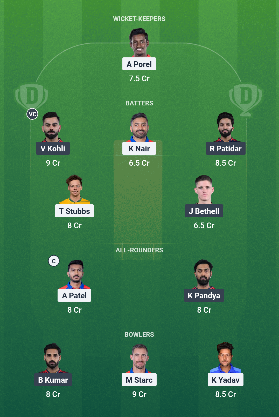 DC vs RCB Dream11 Prediction Today Match 46 Playing XI IPL 2025 Grand League Team