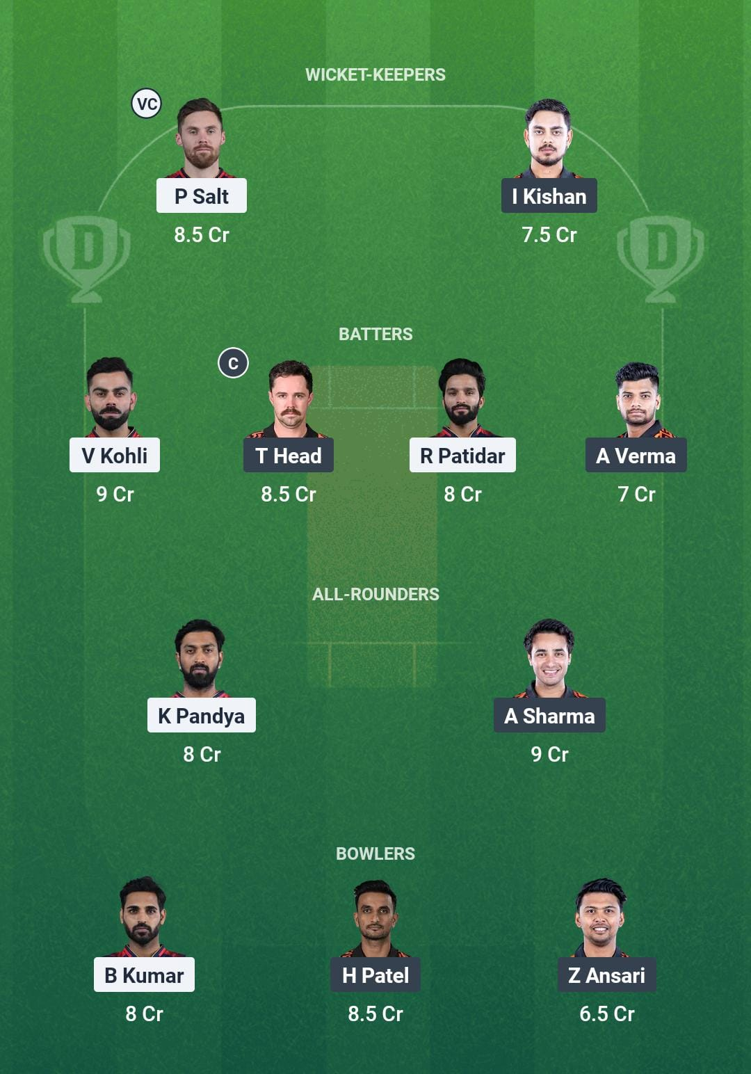 RCB vs SRH Dream11 Prediction Today Match 65 Playing XI IPL 2025 Grand League Team