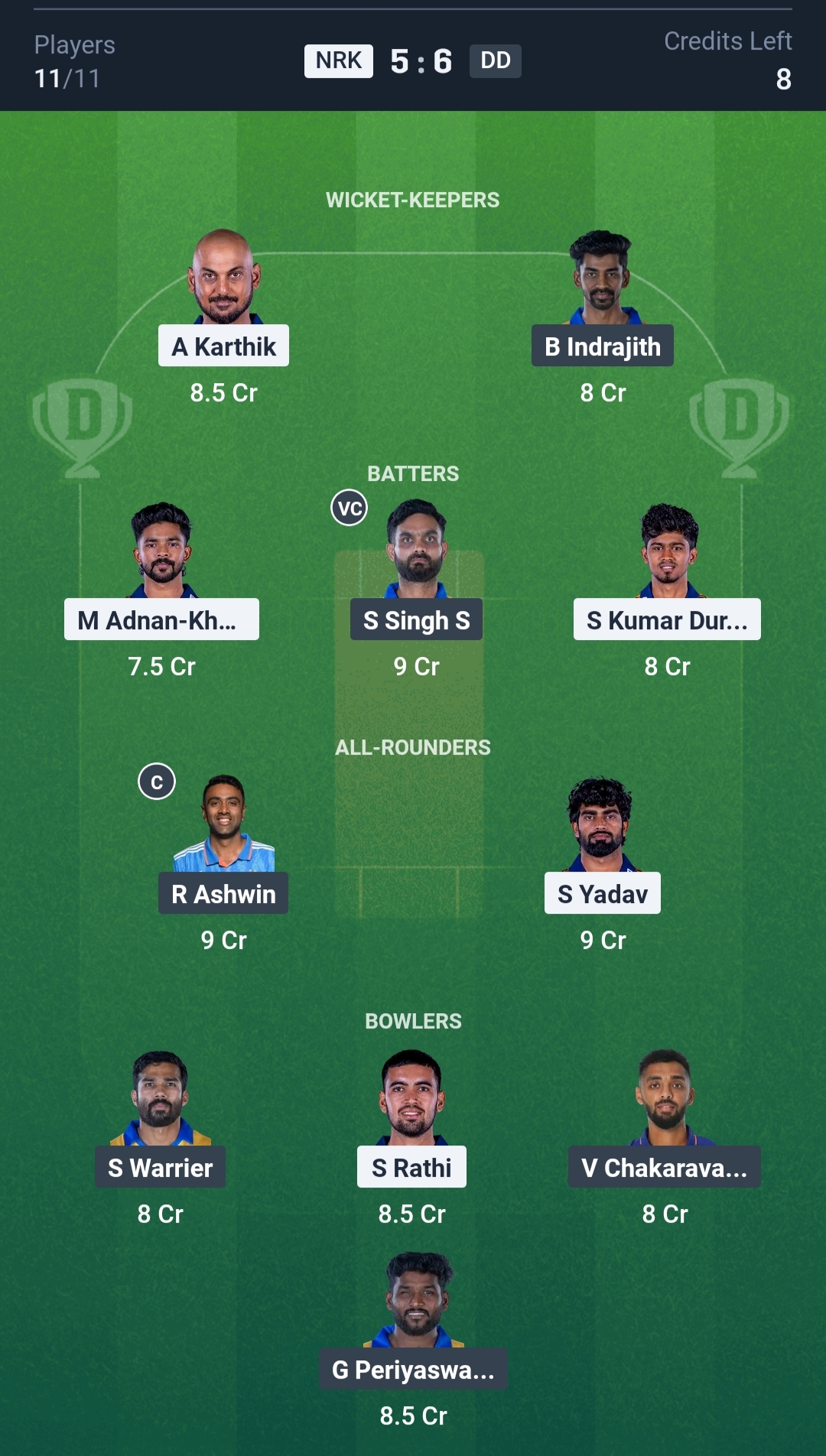 NRK vs DD Dream11 Prediction Today TNPL 2025 Match 24 Playing XI Grand League Team