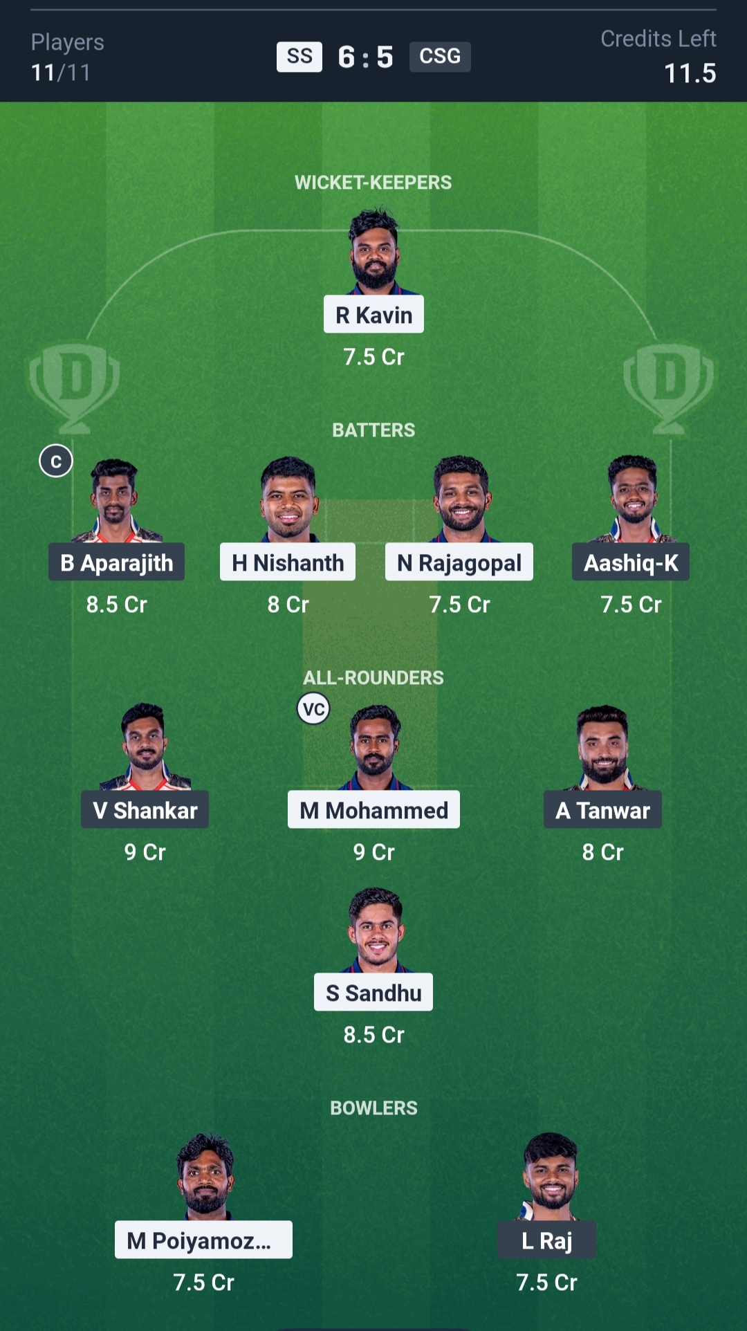 SS vs CSG Dream11 Prediction Today TNPL 2025 Match 17 Playing XI Grand League Team
