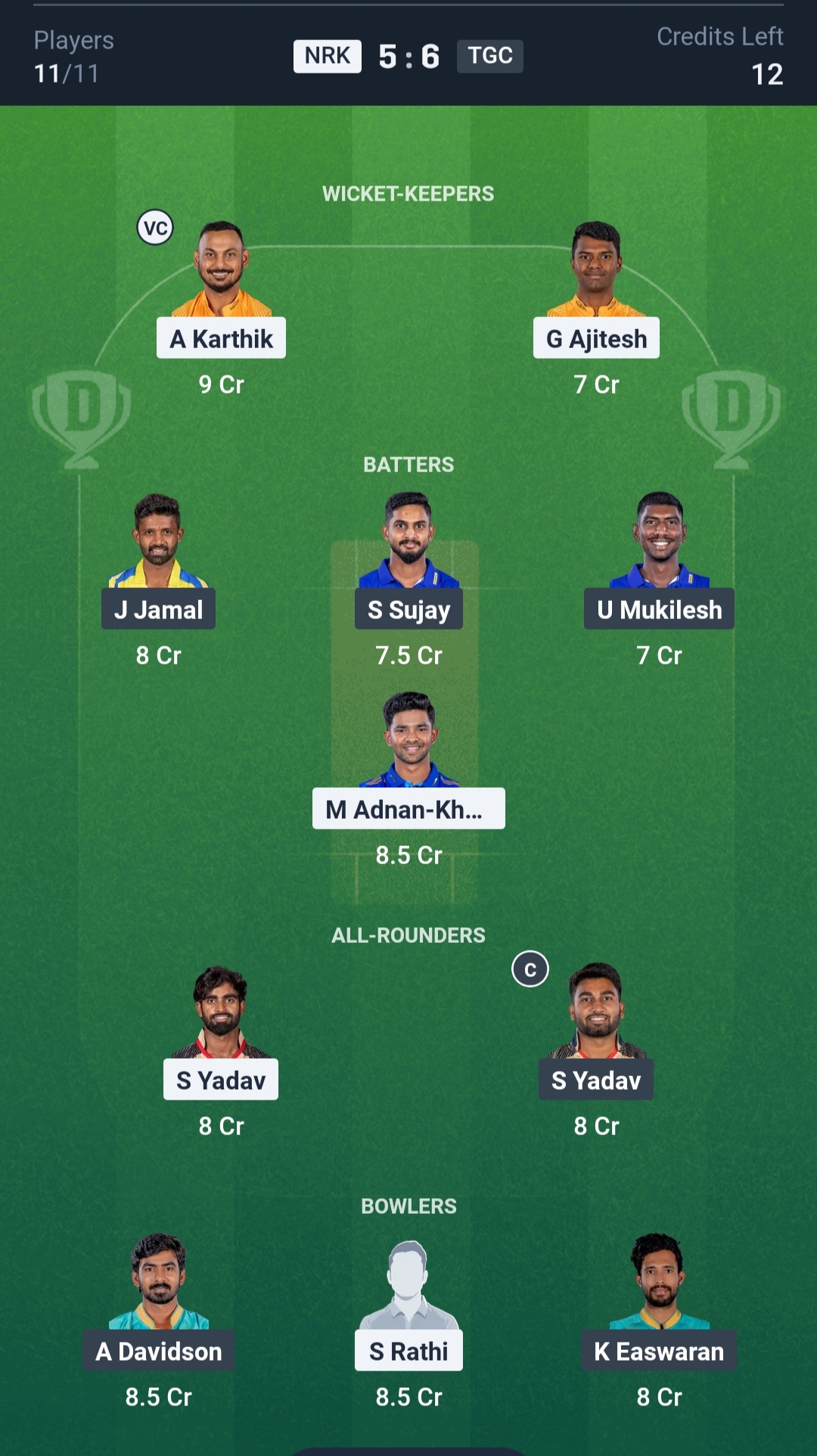 NRK vs TGC Dream11 Prediction Today TNPL 2025 Match 3 Playing XI Small League Team