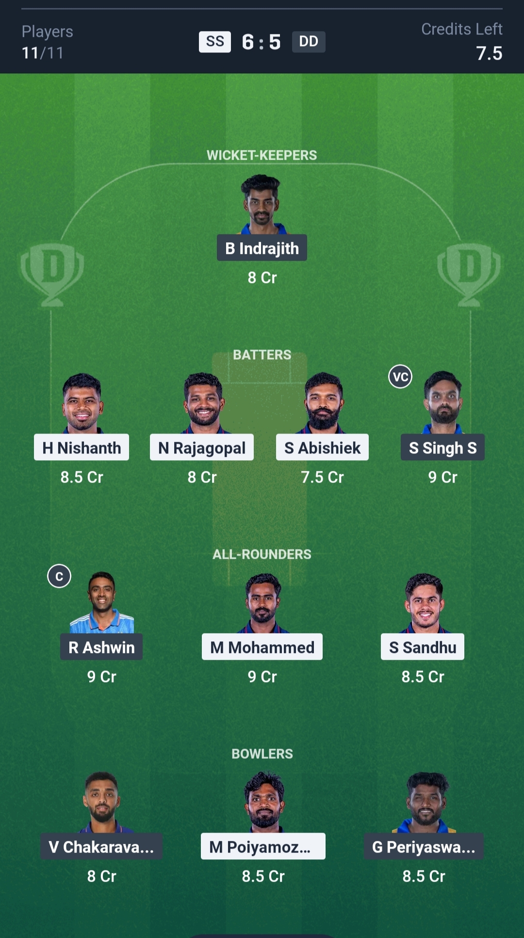 SS vs DD Dream11 Prediction Today TNPL 2025 Match 19 Playing XI Small League Team