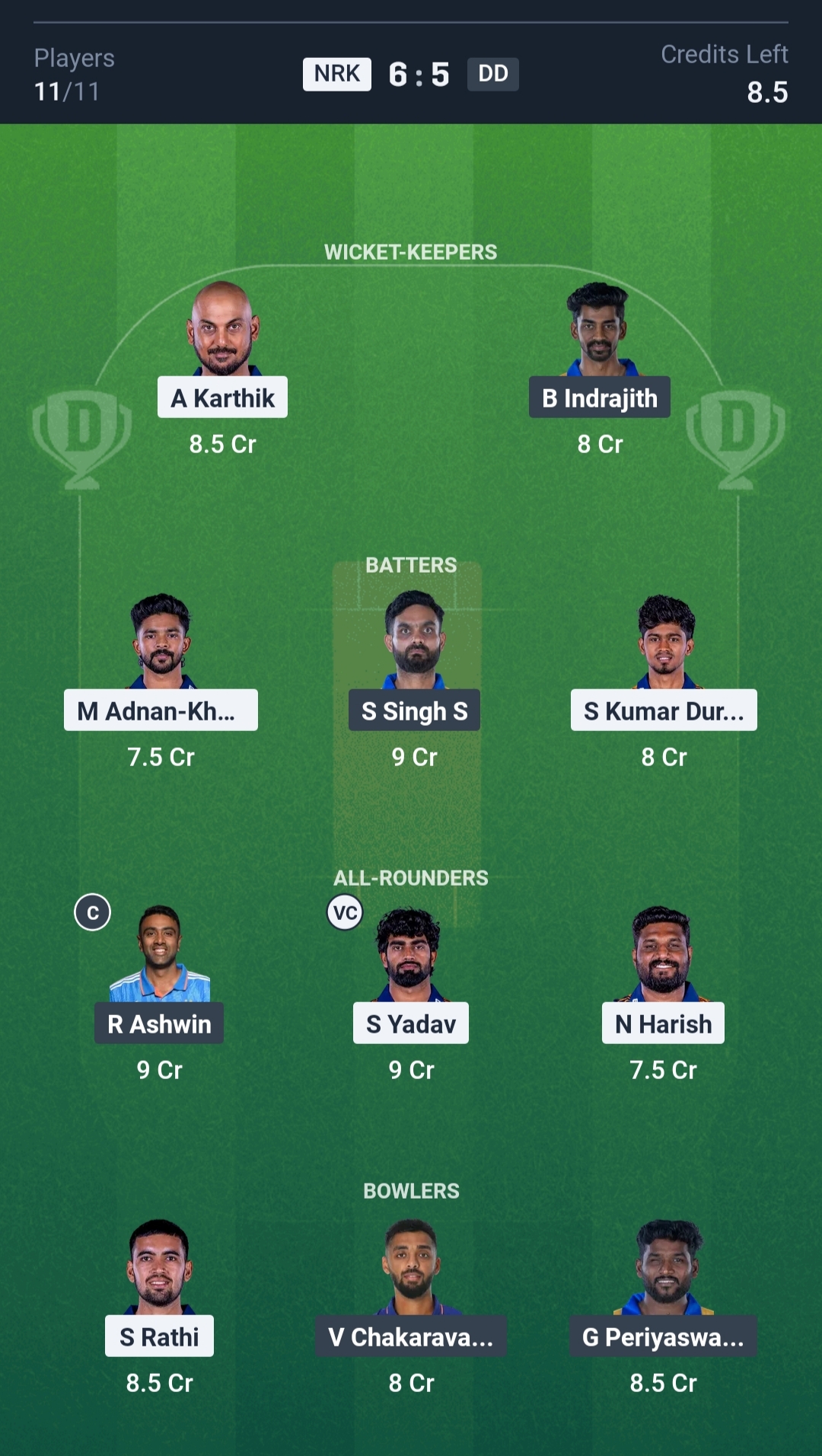 NRK vs DD Dream11 Prediction Today TNPL 2025 Match 24 Playing XI Small League Team
