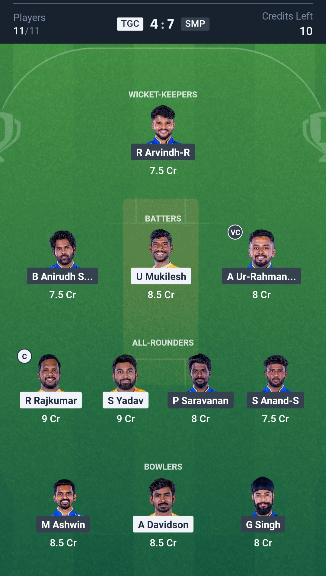 TGC vs SMP Dream11 Prediction Today TNPL 2025 Match 23 Playing XI Small League Team