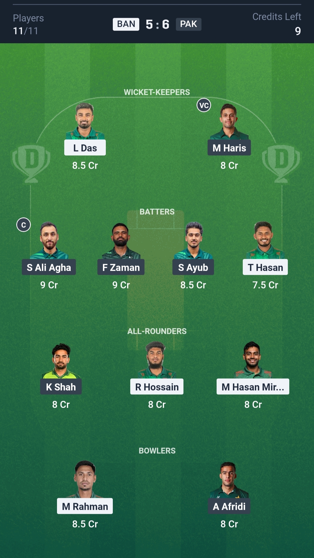 BAN vs PAK Dream11 Prediction Today 1st T20I Playing XI Small League Team