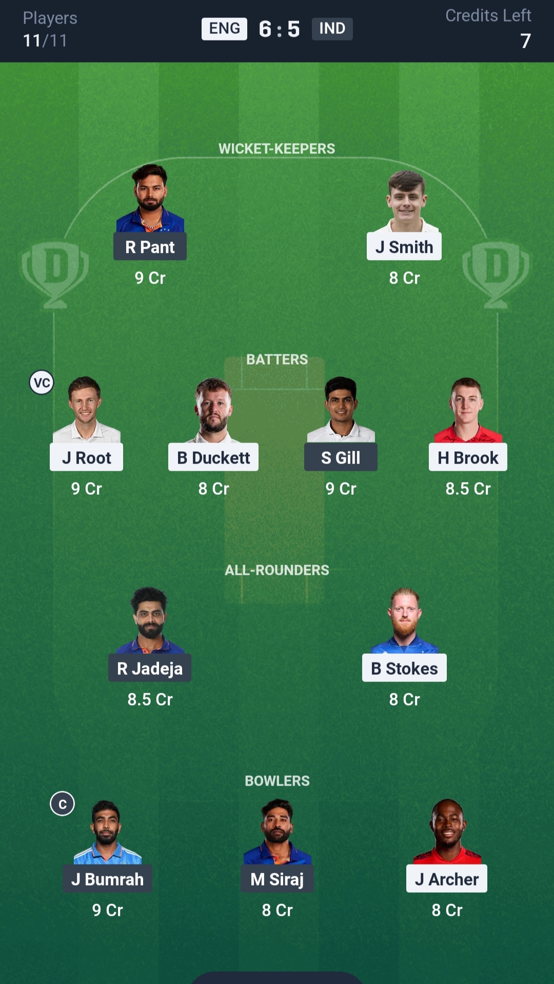 ENG vs IND Dream11 Prediction Today 4th Test Playing XI Grand League Team