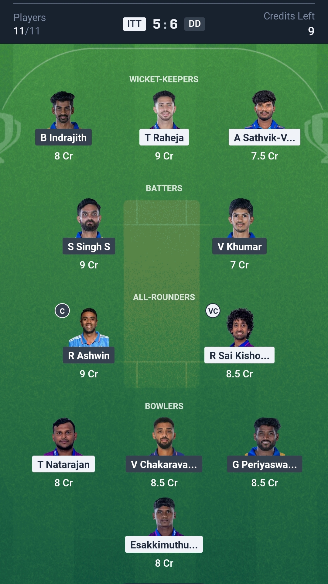 ITT vs DD Dream11 Prediction Today TNPL 2025 Final Playing XI Small League Team