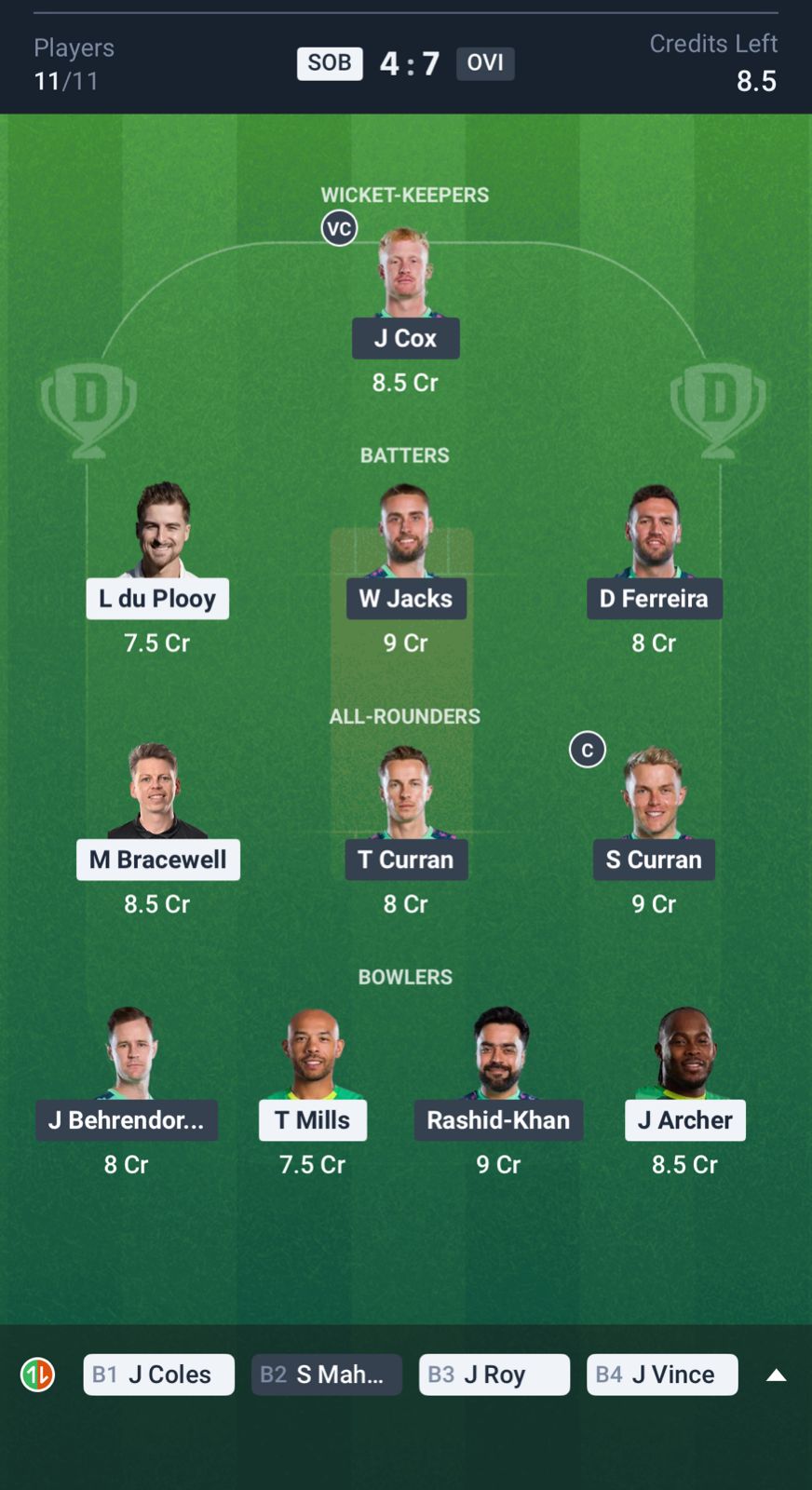 SOB vs OVI Dream11 Prediction Today, The Hundred 2025 MATCH 19 Grand League Team