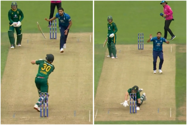 Tristan Stubbs Bat flying Saqib Mahmood ENG vs SA 2nd ODI