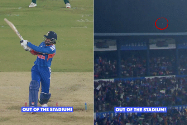 Tilak Varma Flaunts Muscle Power, Launches Massive Six out of Stadium As Ball Gets Lost in IND vs SA 1st T20I [WATCH]